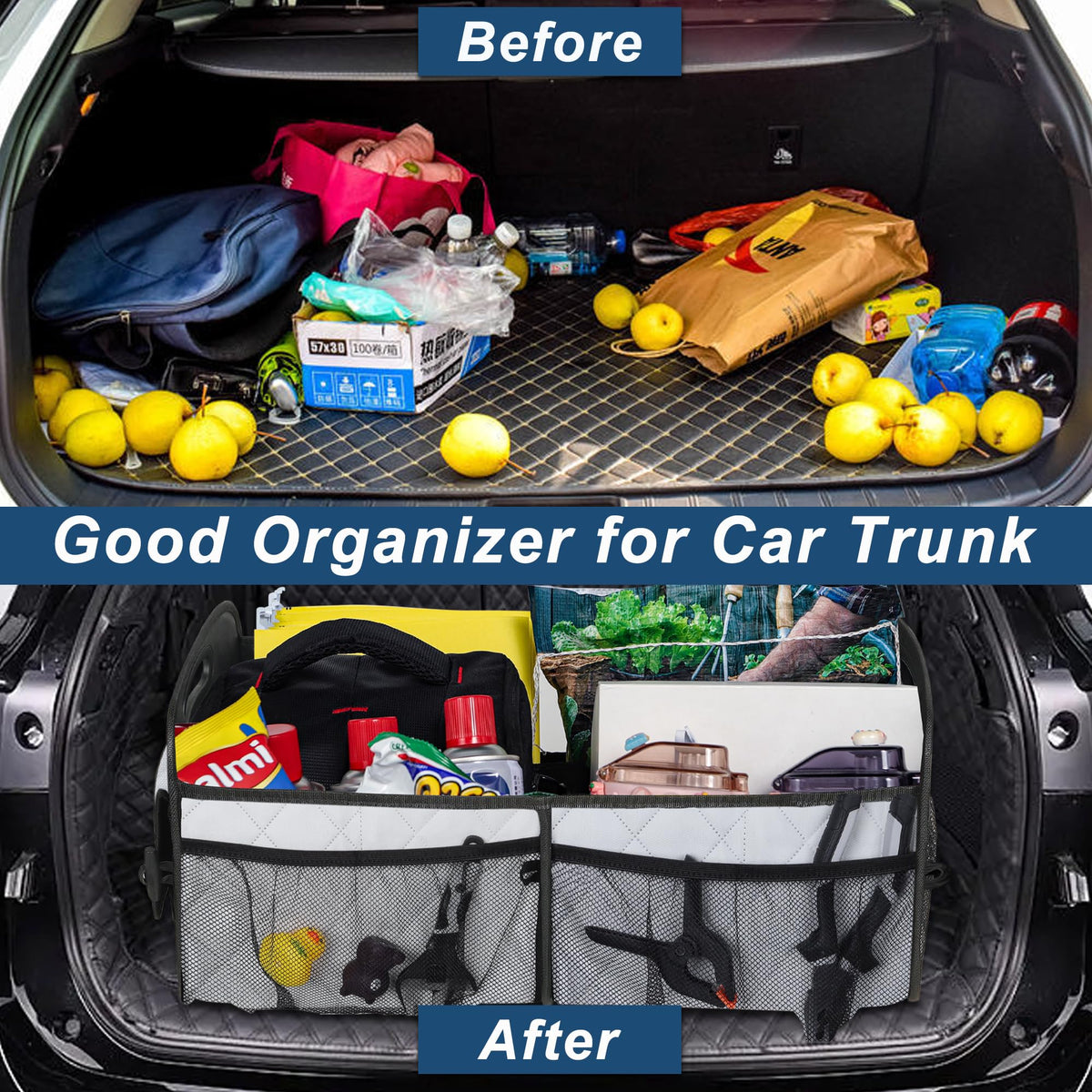 Deosk filled with groceries and tools demonstrating organized transportation benefit