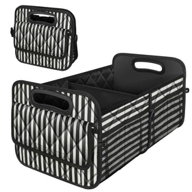 Deosk front view striped organizer showing clean storage and easy access