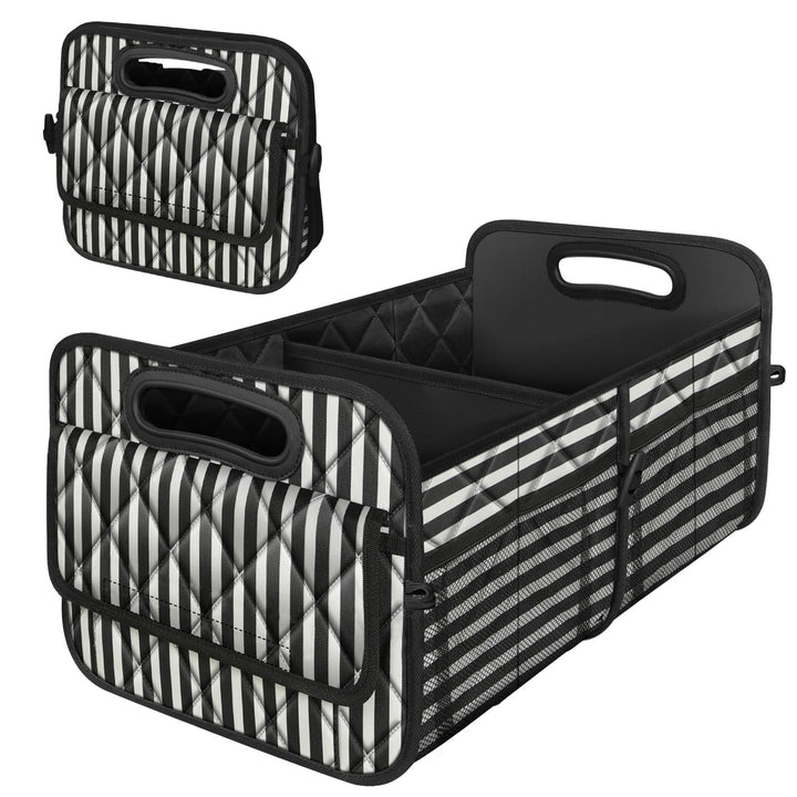 Deosk front view striped organizer showing clean storage and easy access