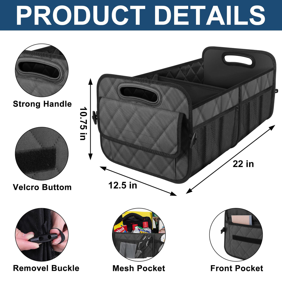 Deosk reinforced handle detail showing strong stitching for secure lifting