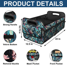 Deosk organizer installed in SUV trunk keeping groceries secure and accessible