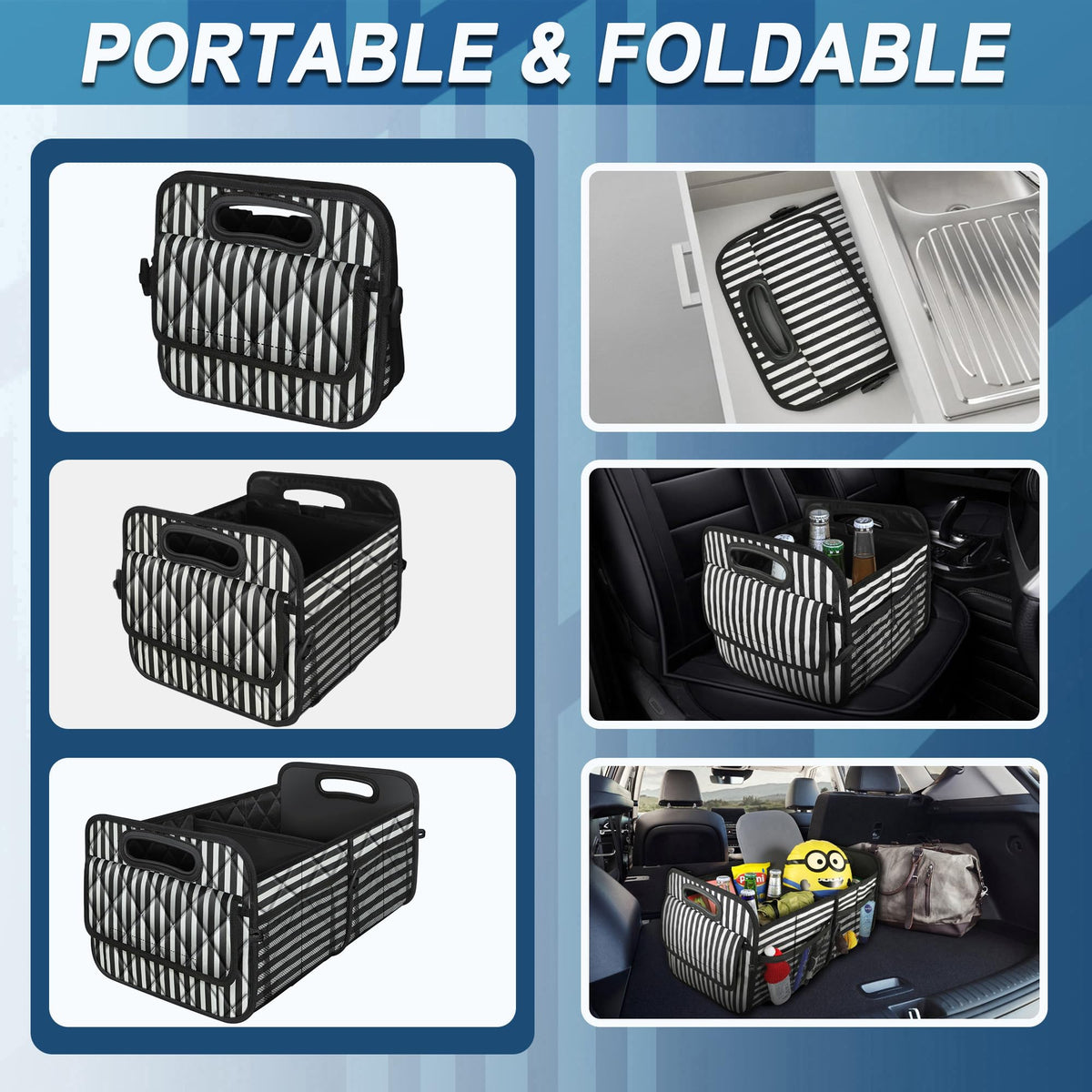 Deosk placed in an SUV trunk demonstrating secure vehicle organization