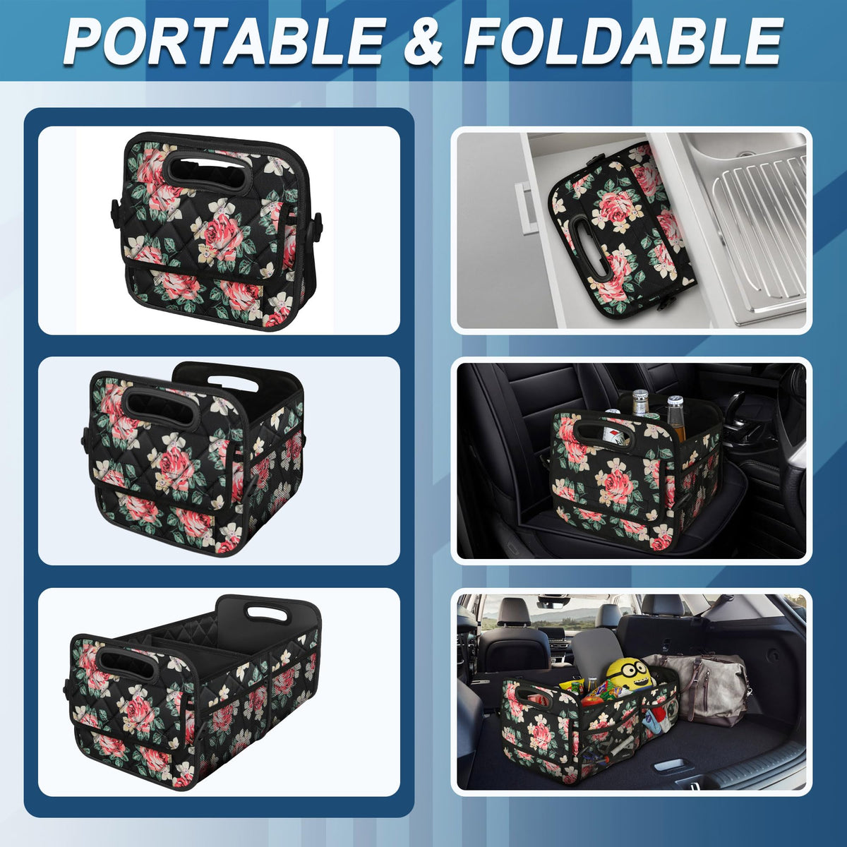 Deosk inside a car trunk demonstrating organized cargo and easy access