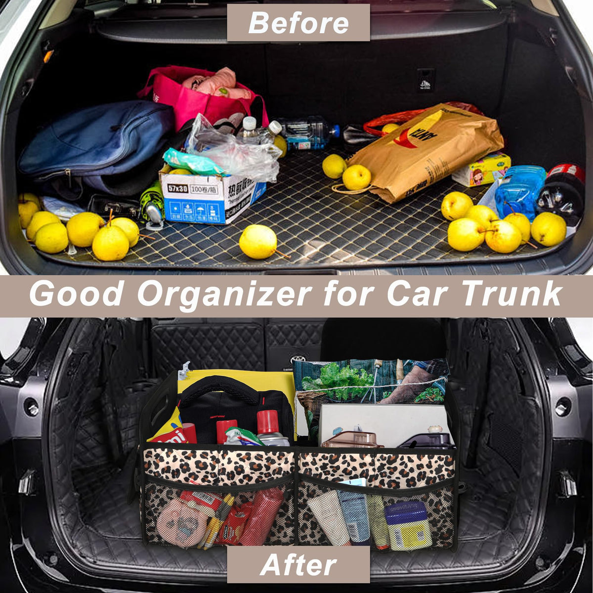 Deosk placed in car trunk illustrating secure fit and anti-shift benefit