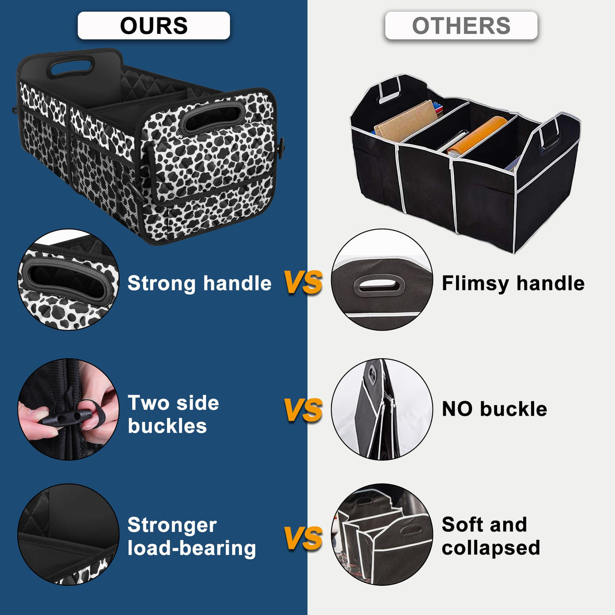 Deosk reinforced handle detail highlights strong carry comfort and durability