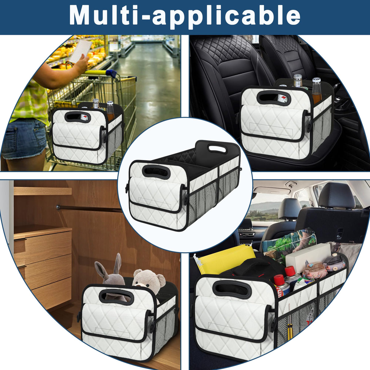 Deosk next to a car seat showing scale and fit for vehicle compatibility benefit