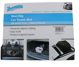 Dependable Industries mat installed in a car trunk keeping items stable