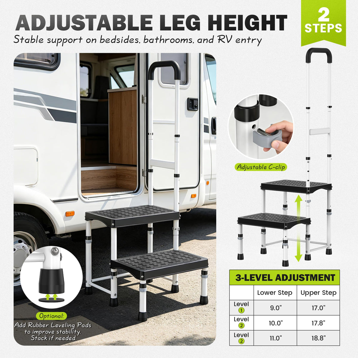 DEPSUNNY adjustable feet on gravel leveling stool on uneven ground