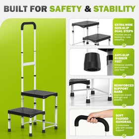 DEPSUNNY handrail height adjustment detail illustrating three secure positions
