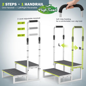 DEPSUNNY handrail adjusted to a higher setting demonstrating stable grip support