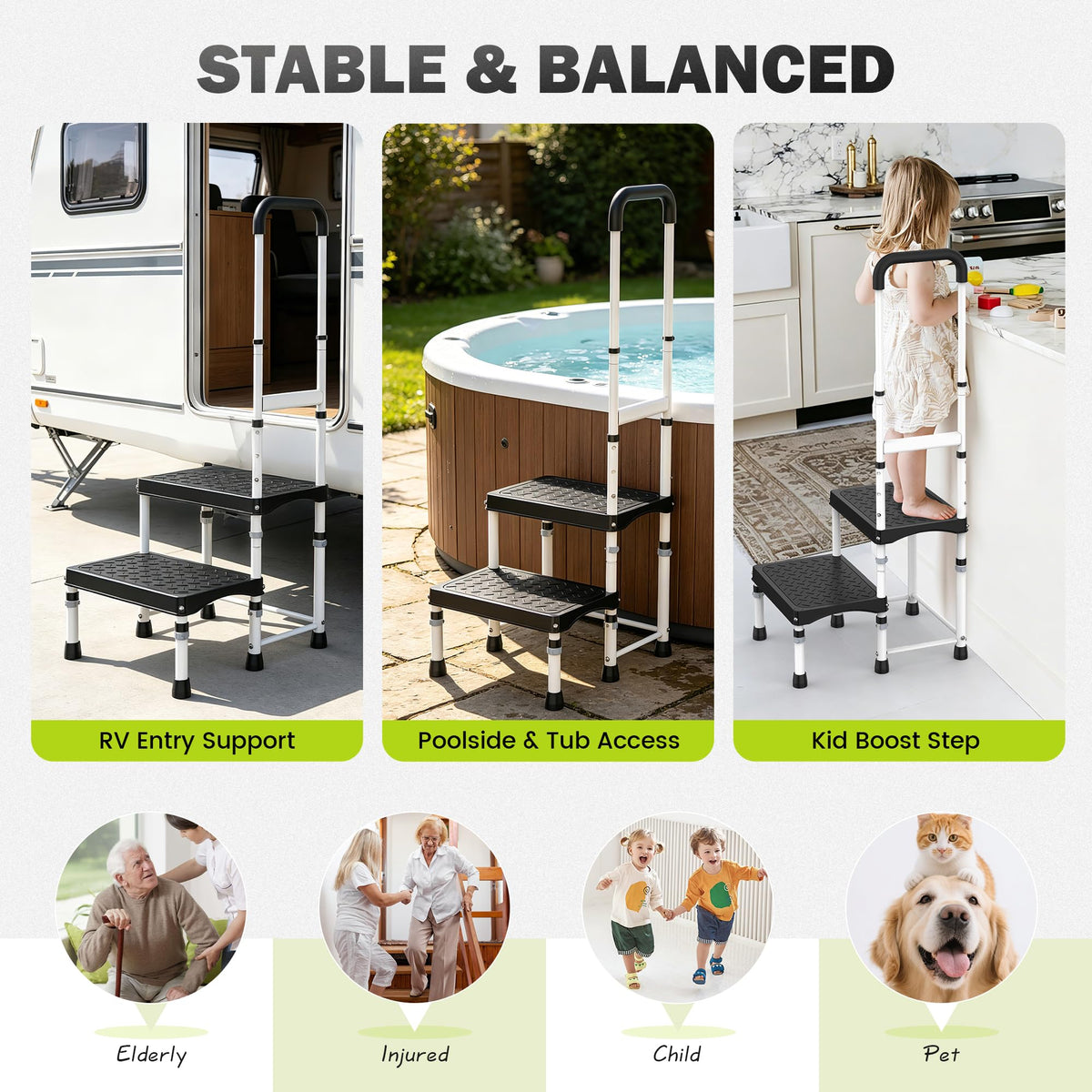 DEPSUNNY size comparison with person showing scale and portability benefits