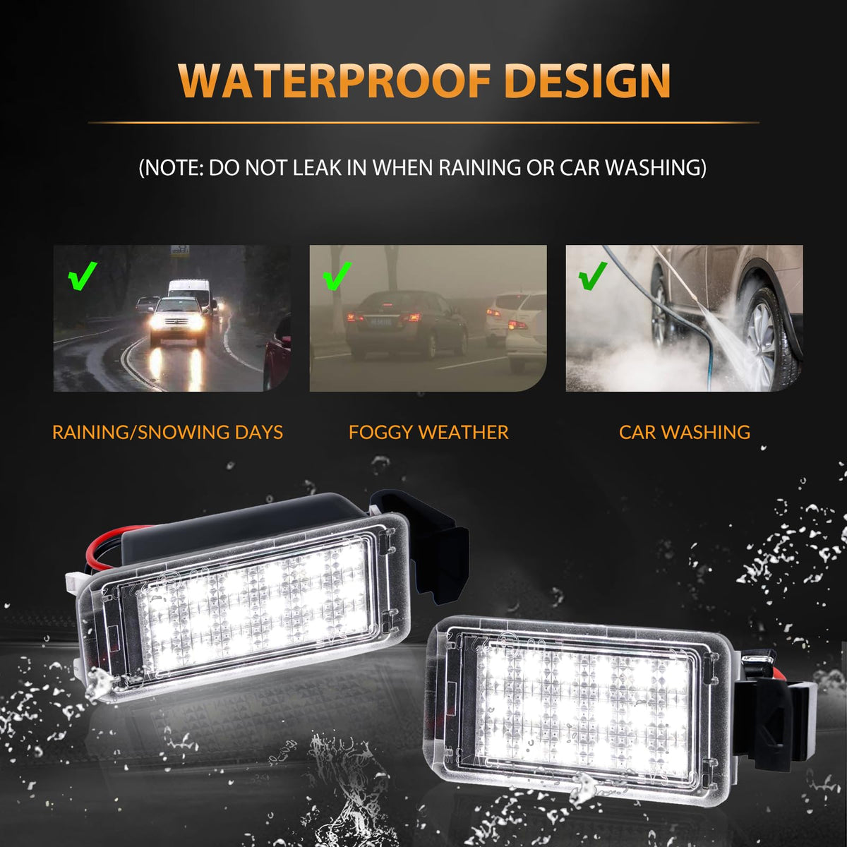 DERMOKA illuminated at night beside OEM showing brighter 6000K white benefit