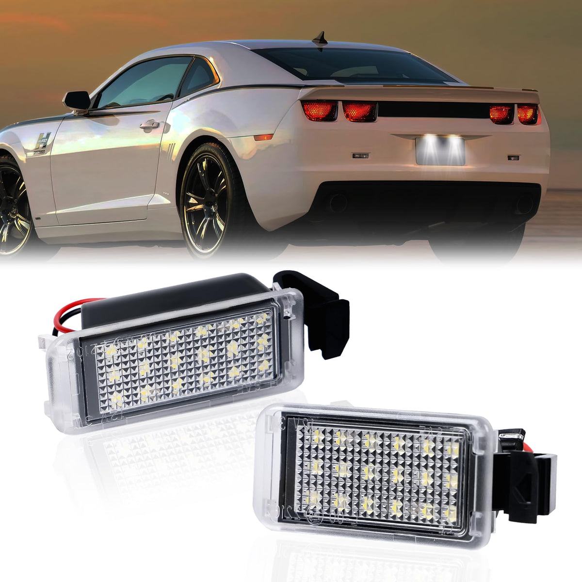 DERMOKA front view license plate light showing clean white illumination benefit