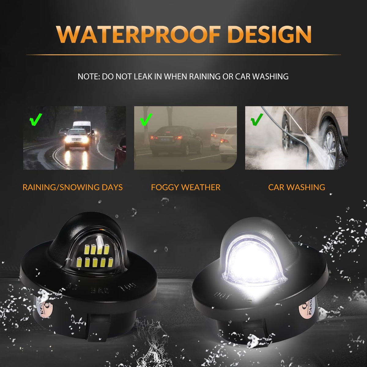 DERMOKA installed on truck rear license area demonstrating brighter plate visibility