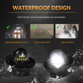 DERMOKA installed on truck rear license area demonstrating brighter plate visibility