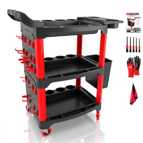 DESEQPT front view of 3-tier cart showing organized supplies for faster access