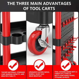DESEQPT ergonomic handle and lockable casters for easy movement and stability