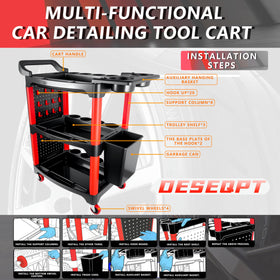 DESEQPT cart in garage with detailing gear illustrating practical workshop use