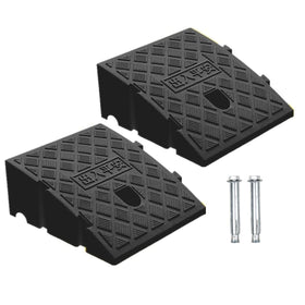 Deshitong front view of two black curb ramps showing portability and compact storage benefit