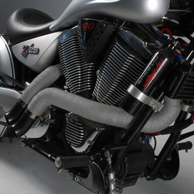 Design Engineering coated exhaust header in use showing heat protection and reduced grime