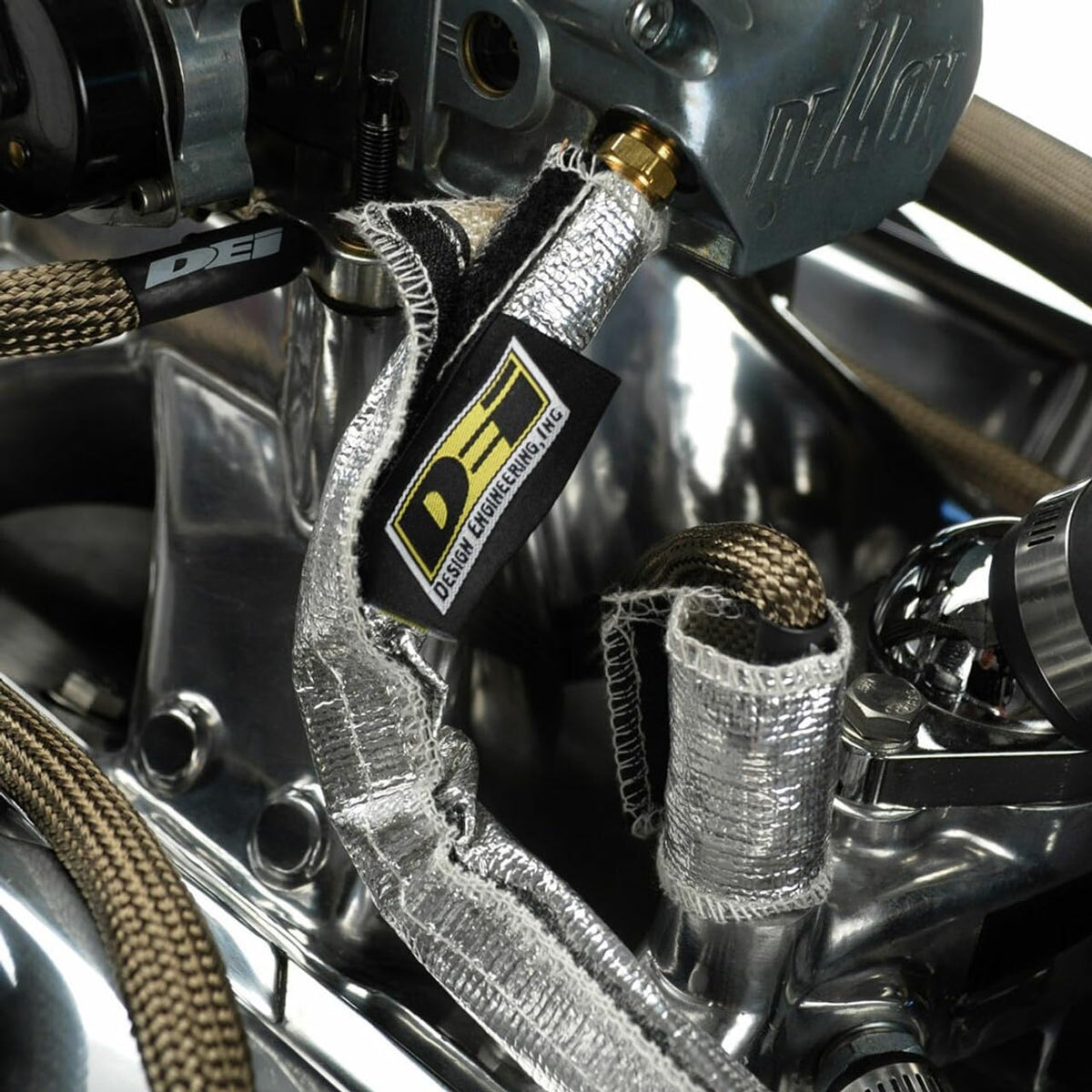 Design Engineering Heat Shroud aramid stitched seam close-up, resists abrasion and wear