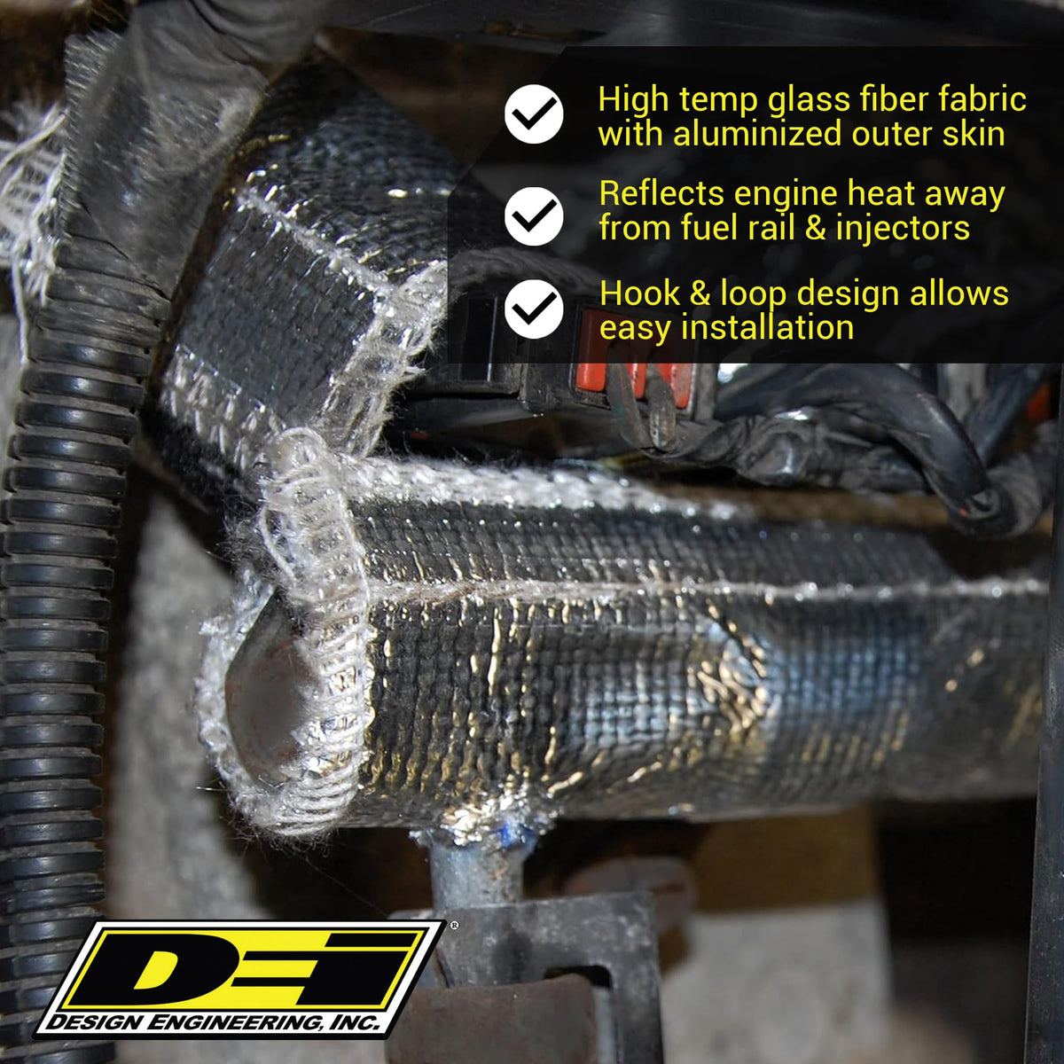 Design Engineering installed on Jeep engine bay illustrating reduced heat exposure