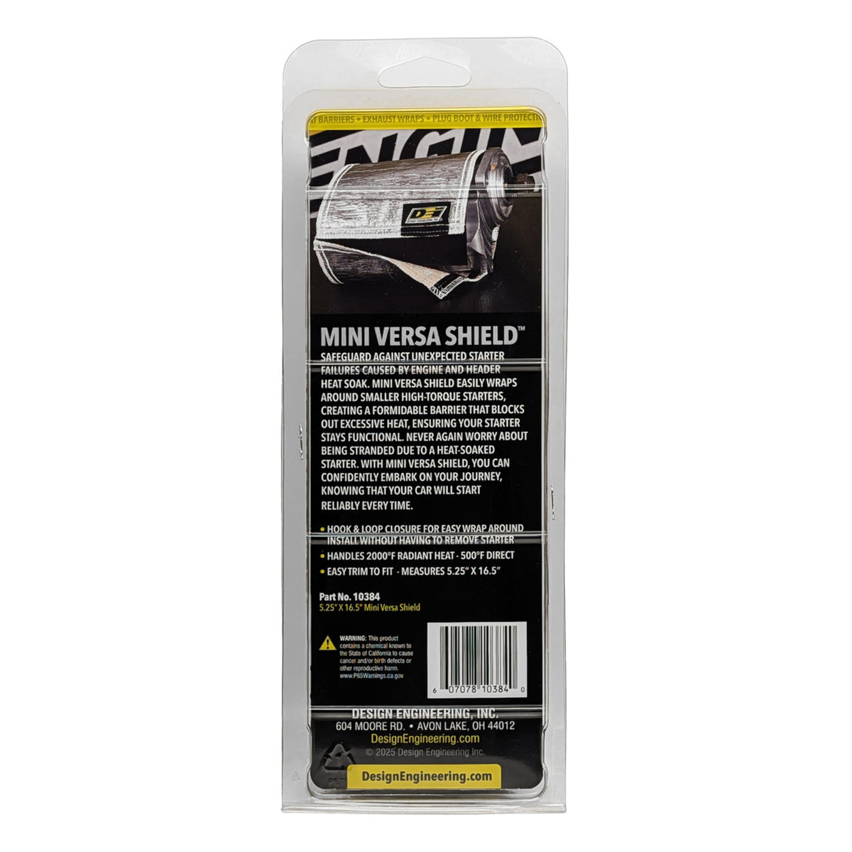 Design Engineering Mini Versa-Shield wrapped on starter reduces heat exposure