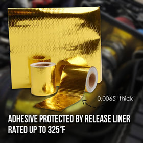 Design Engineering Reflect-A-Gold wrapped around exhaust pipe reducing radiated heat transfer