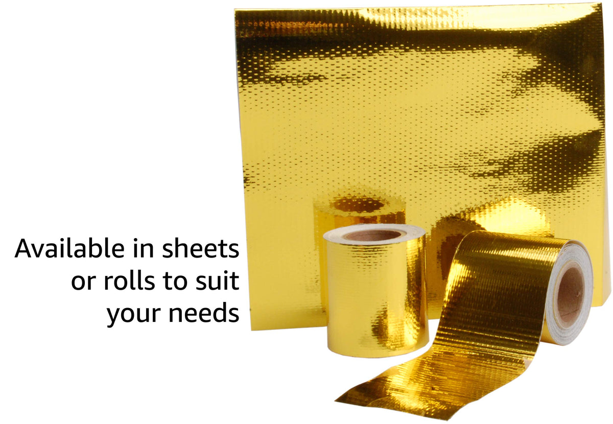 Design Engineering Reflect-A-Gold wrapped around exhaust pipe showing scale and fit