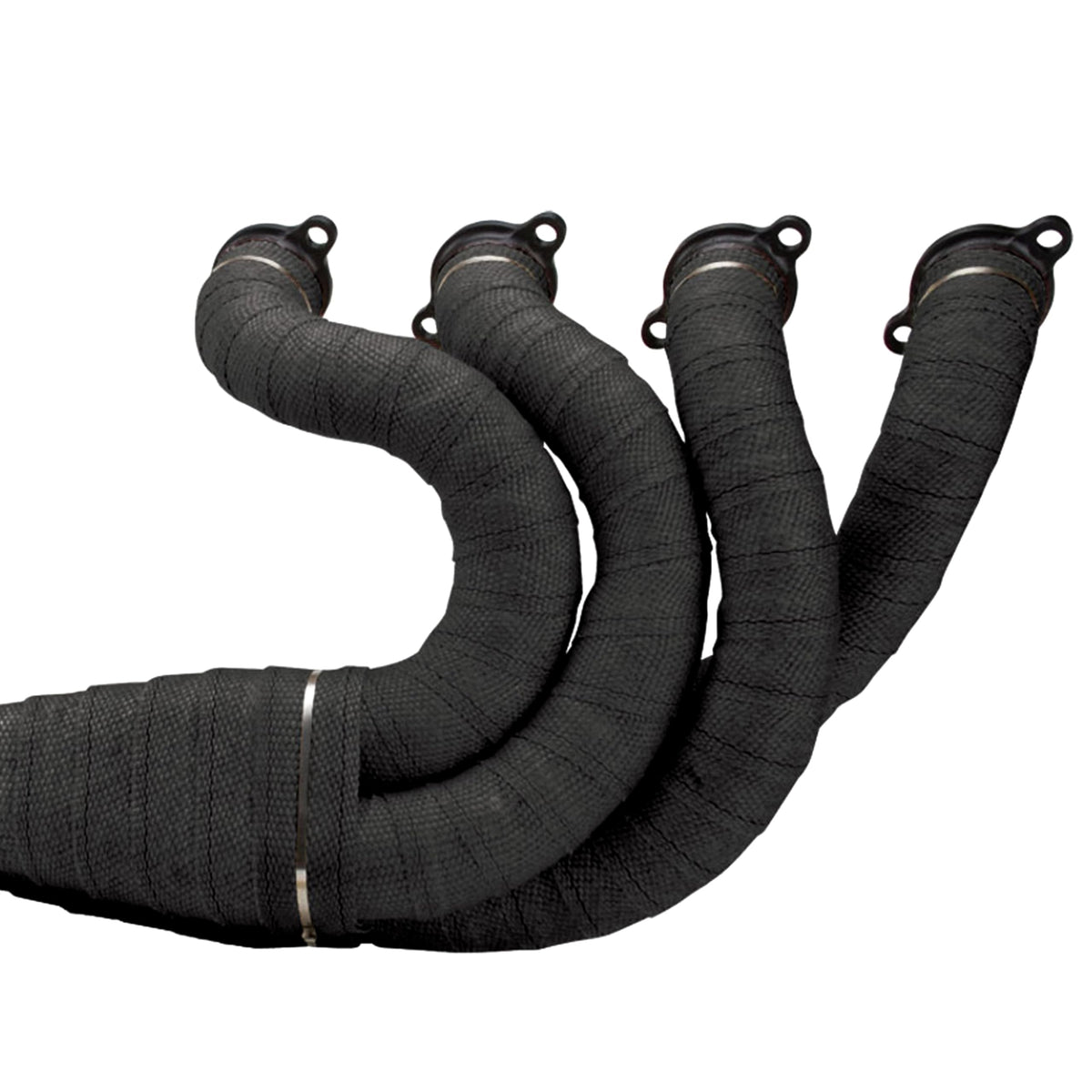 Design Engineering spray in use on an exhaust header showing protection during installation