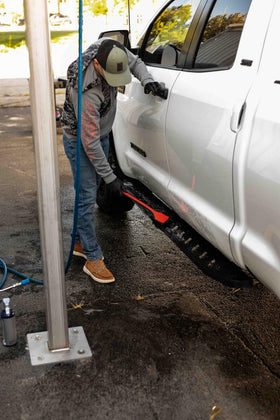 Detail Factory being used to clean an engine bay reaching tight spaces safely