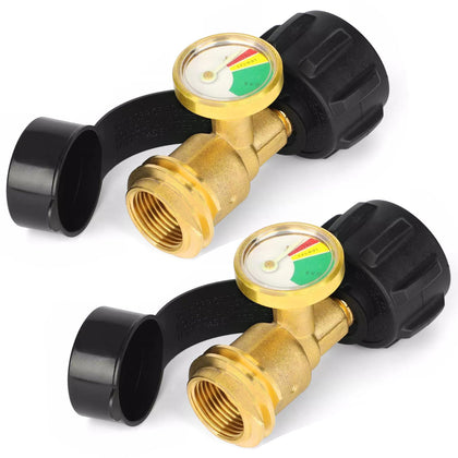 Detoypapa front view of gauge mounted on propane cylinder for quick level checks