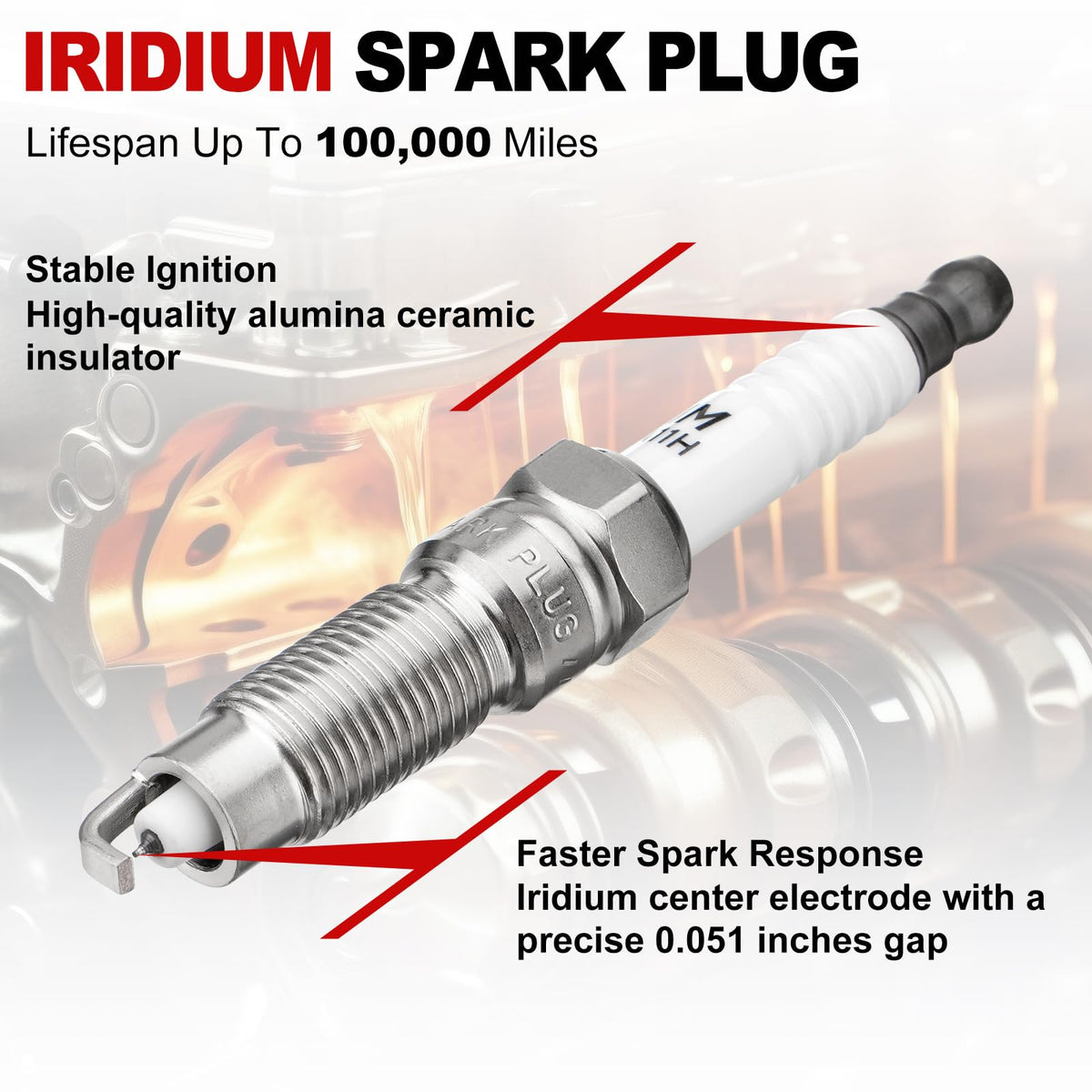 DETYI spark plug electrode close displaying precise gap and stable spark
