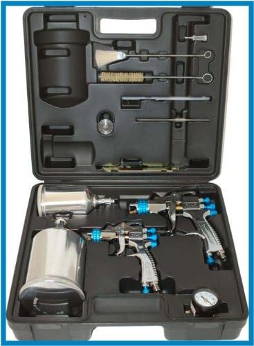 DeVilbiss molded carrying case with regulator and cleaning tools showing organized transport
