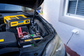 DeWalt DXAEC100 in a garage setup showing professional utility and organized storage