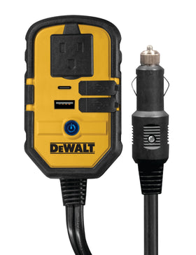 DEWALT DXAEPI140 front panel showing AC outlet and overall design benefit reliable power