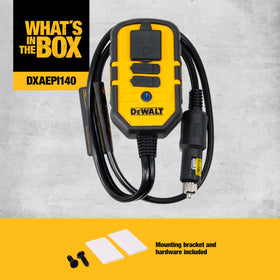 DEWALT DXAEPI140 mounted inside vehicle demonstrating secure installation and accessibility