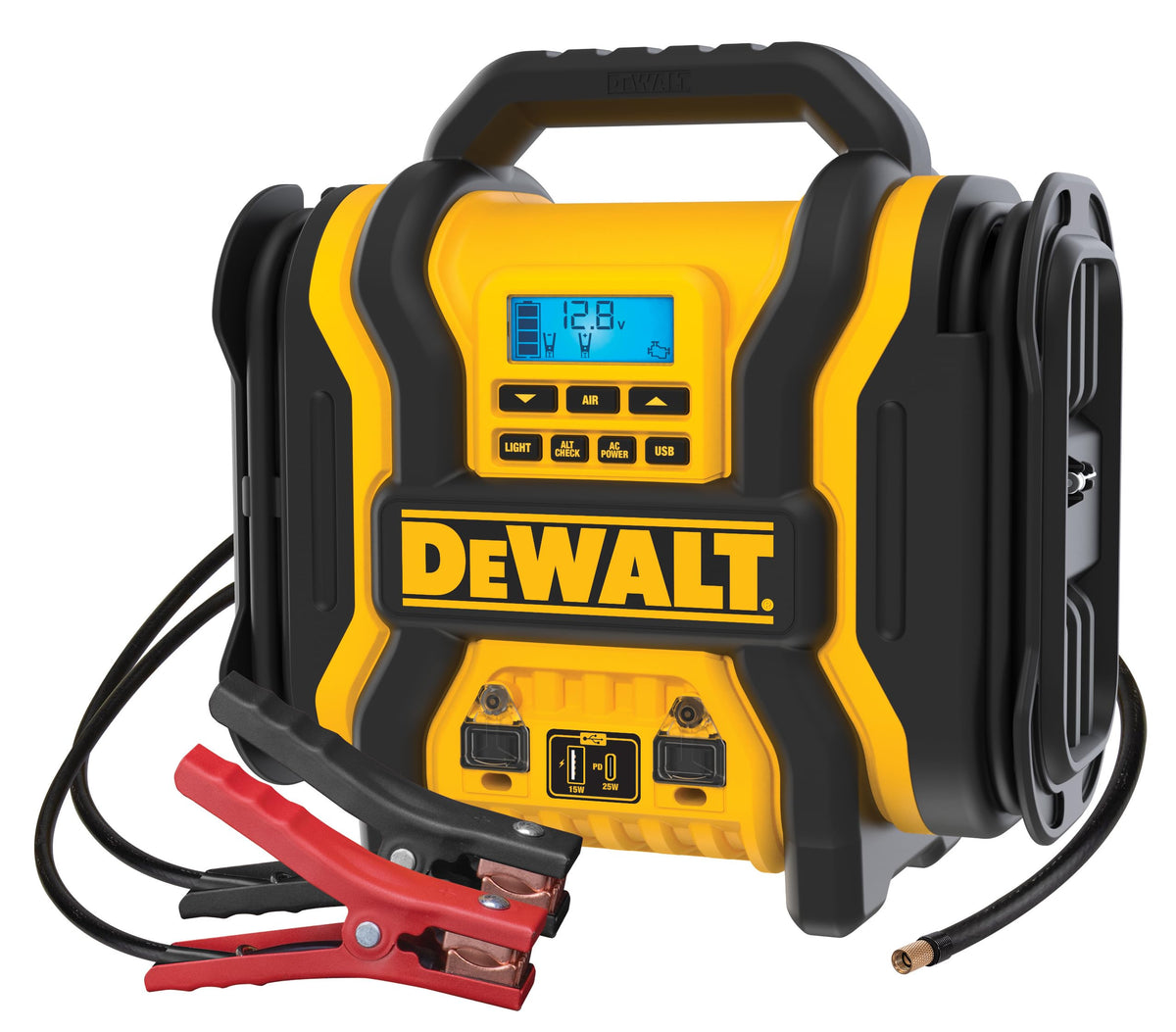 DEWALT DXAEPS14 front panel showing controls and ports for quick access and use