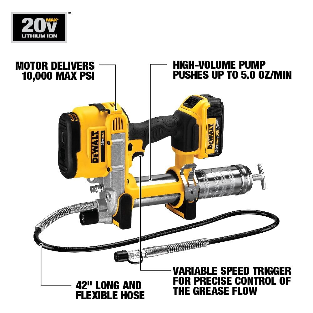DEWALT 42-inch flexible hose extended to reach recessed fitting benefit