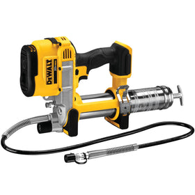 DEWALT grease gun front view showing compact body and nozzle for improved handling