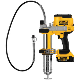 DEWALT grease gun used on vehicle suspension showing efficient service benefit