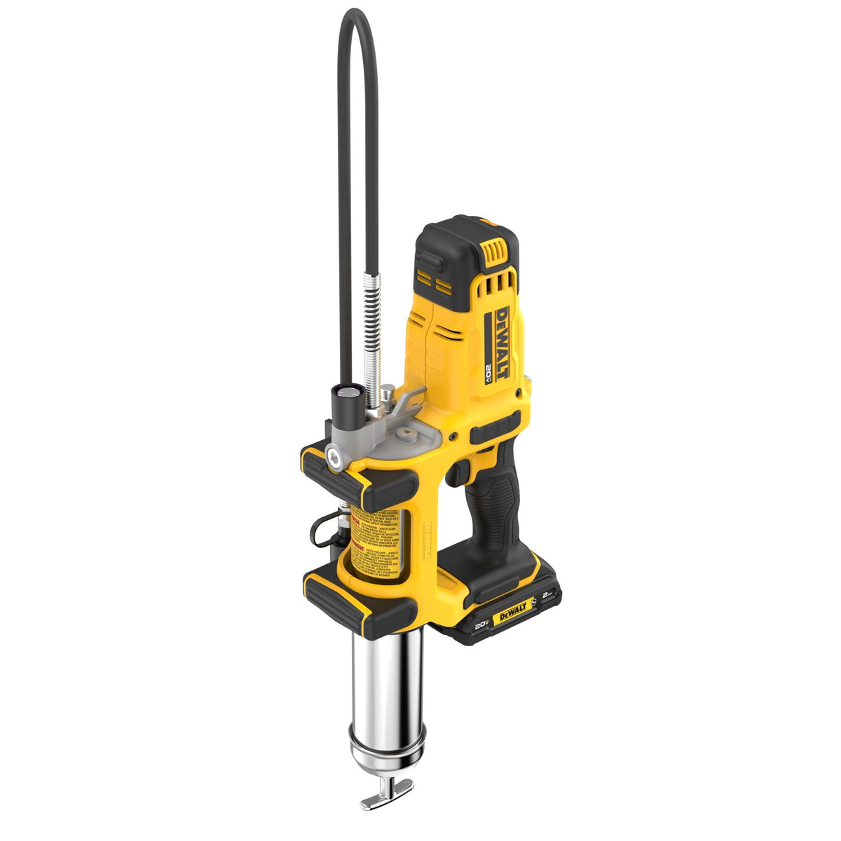 DEWALT grease gun applied to heavy machinery for fast lubrication