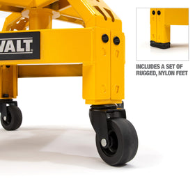DEWALT padded seat close-up showing textured vinyl and foam for tear resistance and comfort