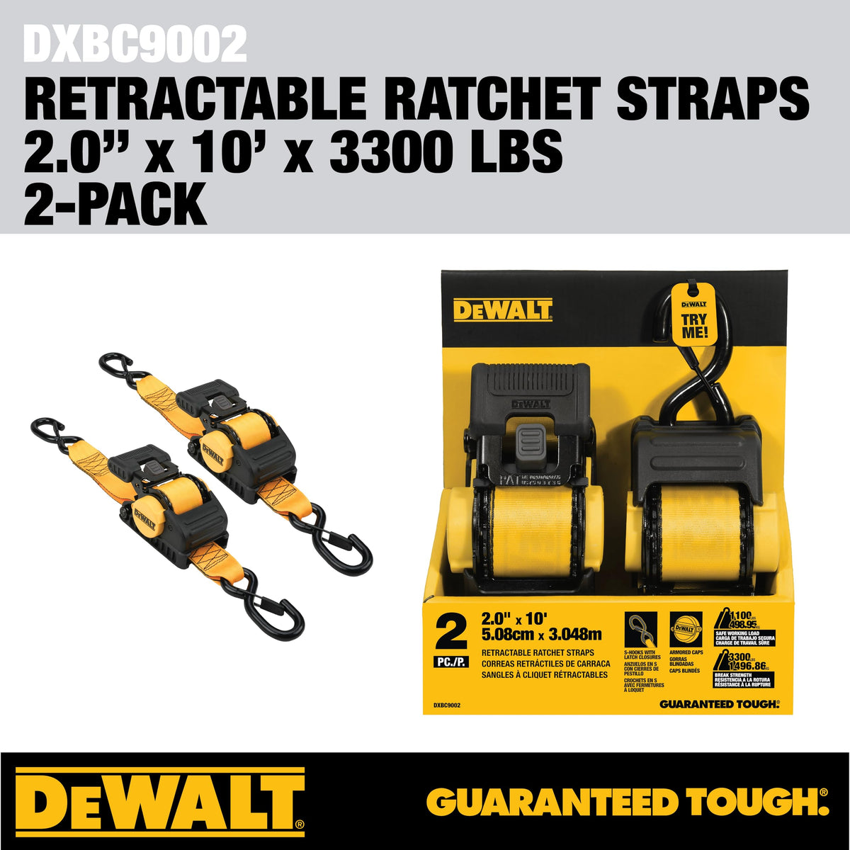 DEWALT compact storage with strap retracted demonstrating neat, tangle-free storage