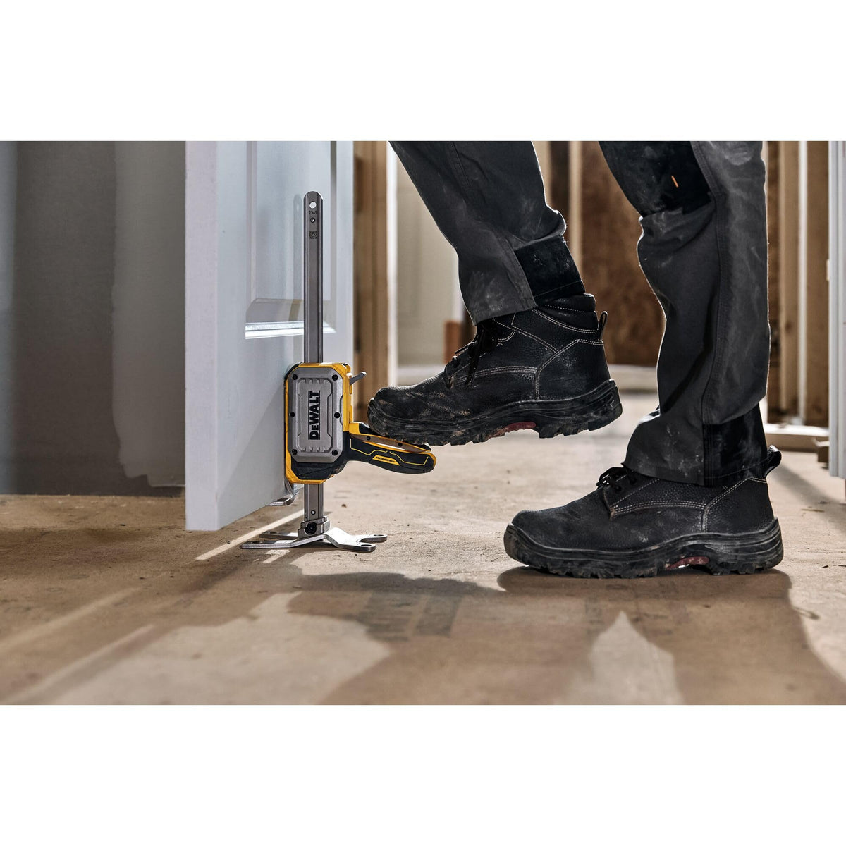DEWALT tapered base close-up highlighting slim profile for low-clearance access