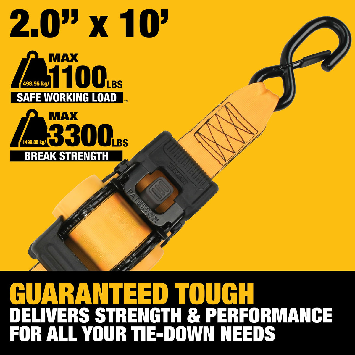 DEWALT webbing texture detail showing WSTDA-compliant strap visibility and strength