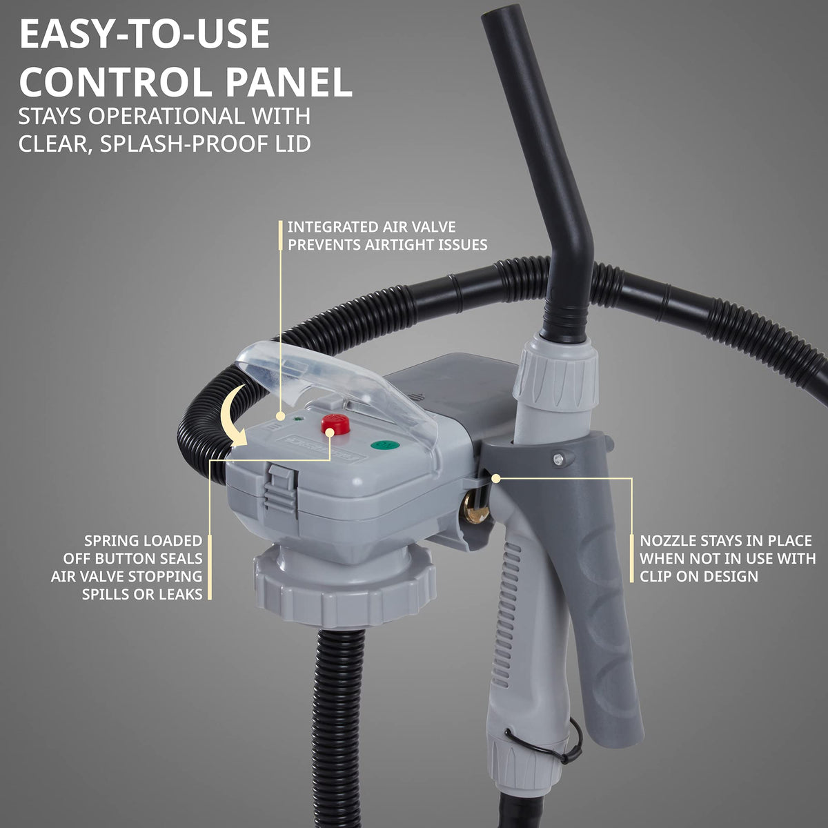 DEWAY adapter screwed onto standard gas can for spill-free attachment