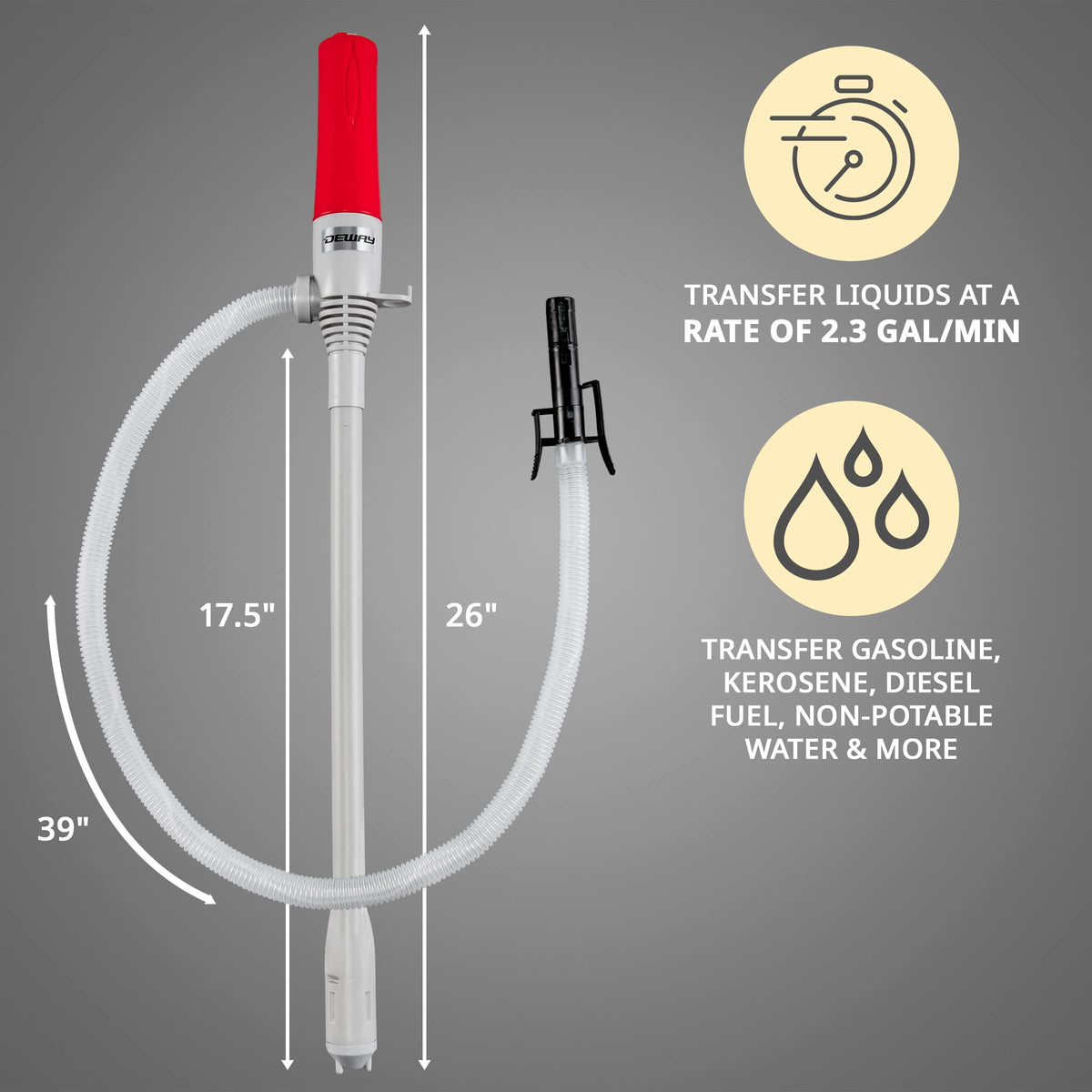 DEWAY open battery compartment showing two D battery slots for portable, cord-free operation