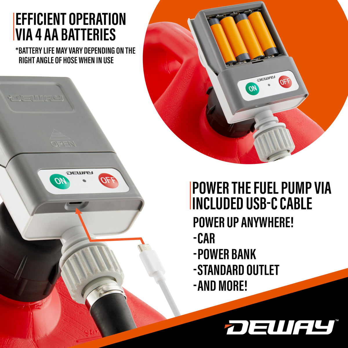 DEWAY close-up of trigger nozzle, ergonomic control for safe pouring