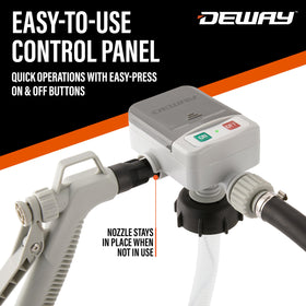 DeWay pump attached to gas can neck offering secure connection